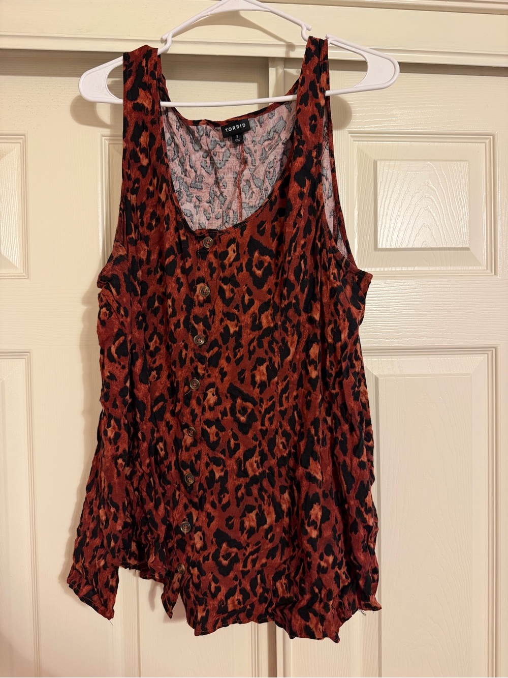Torrid Leopard Button Down Tank Top